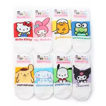 (8 пар) Официально лицензированные носки Sanrio Hello kitty my melody cinnamoroll EO18 M белый