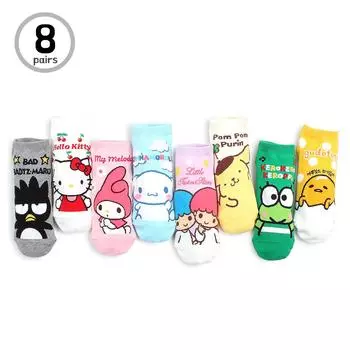 (8 пар) Официальные женские носки Sanrio Kitty Twin Stars с низким вырезом my melody GJ18 23cm - 26cm