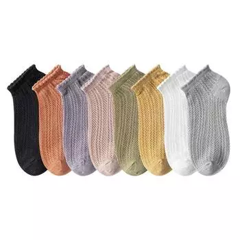 8 пар женских легких летних носков - плетеные носки до щиколотки конфетных цветов, молодежные и дышащие для повседневной носки 36-39