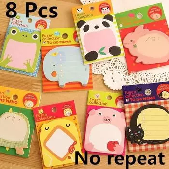 8 PCS Cartoon Stickers Bookmark Animal Shape Sticky Notes Sticker Marker Memo Notepad Gift Color Ra 5 pcs