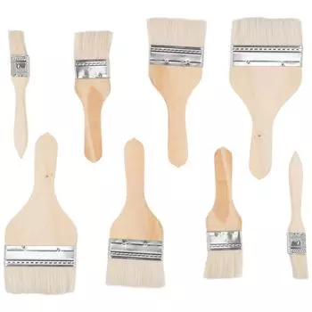 8 Pcs Chips Wood Handle Paint Brush Oily Wall Painting Tool Nylon Door Stands for