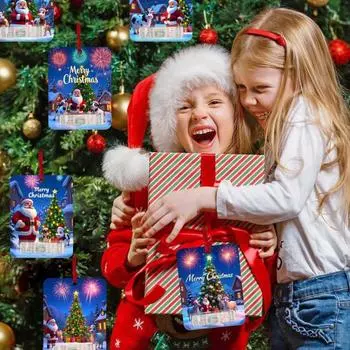 8 Pcs Christmas Card Pendant Christmas Wallet Cards Double Sided Tape Christmas Tree Printing A