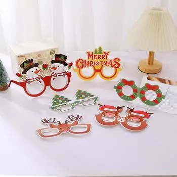 8 PCS Christmas Party Funny Photo Prop Glasses Christmas Home Happy New Year Decorated Christmas Tree Snowman Paper Glasses
