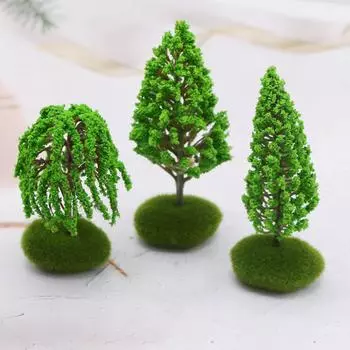 8 Pcs Micro Landscape Tree Scenery DIY Trees Decor Mini Garden Decoration Models 5x5x9cm зелёный