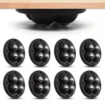 8 шт. самоклеящихся роликов, мини-поворотное универсальное колесо из нержавеющей стали, поворотный на 360 градусов шкив с клейким ремнем 8pcs чёрный