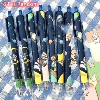 8 Pcs Space astronaut themed gel pen, daily office writing ballpoint pen, 0.5mm fine tip, smooth writing (black ink)