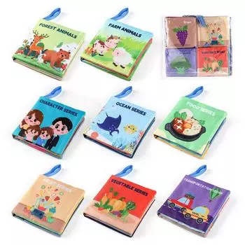 8-Piece Baby Cloth Book Set, Baby Toys 0-3 Years Old Can T Tear Animal Cloth Book Palm Book