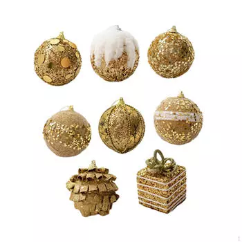 Набор из 8 елочных украшений, небьющиеся аксессуары, украшения для дома золотистый
