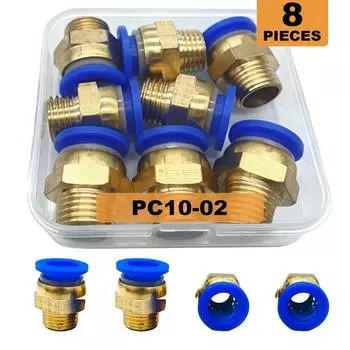 8 pieces 10pc-02 brass material, quick connector, pneumatic accessories, suitable for home improvement, cleaning, etc
