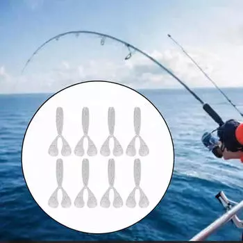 8 Pieces Bite Baits Fishing Lures Swimmer Soft Worm Lure white glitter