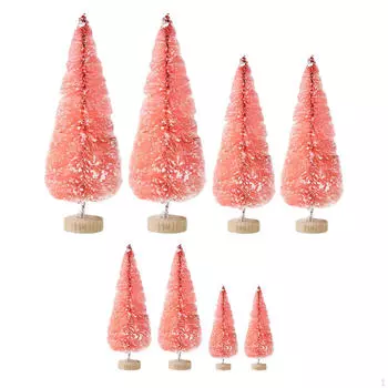 8 шт. настольных миниатюрных сосен 4 размера мини искусственные рождественские украшения для домашнего декора столешницы розовый