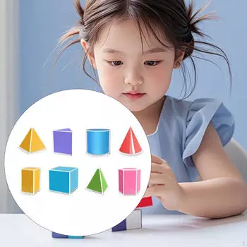 8 Pieces Folding Geometric Shapes School Supplies Educational Toys Solids for Kids,