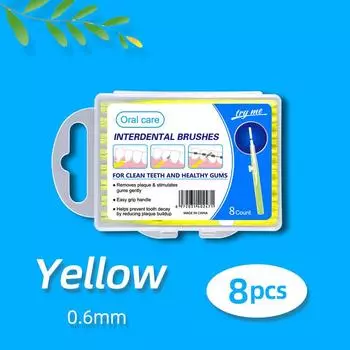 8 Pieces Sliding Interdental Retractable Gap Brushes Box of 8 sticks жёлтый