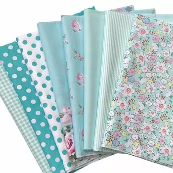 8 предметов в скандинавском стиле из хлопчатобумажной ткани, симпатичный тканевый мешочек для набивного комплекта лоскутной ткани 46x56 см, светло-голубые игрушки в горошек, рукоделие, (Цветочный узор,