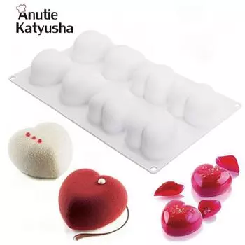 8-ячеечная термостойкая силиконовая форма для мусса в форме любви, инструменты для выпечки, сделай сам, форма для бисквита