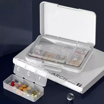 8 ячеек для таблеток 7-дневный держатель витаминов влагонепроницаемая аптечка ежедневная синий