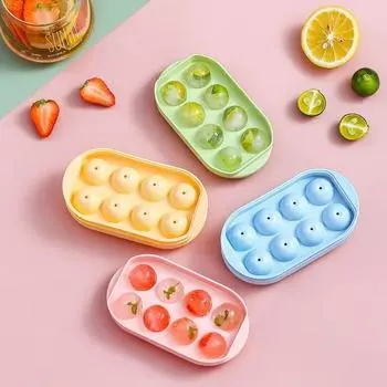 8 ремешков, лотки для кубиков льда для морозильной камеры, мини-форма для изготовления ледяных шаров, круглая круглая форма для кубиков льда с крышкой, домашние кухонные инструменты синий