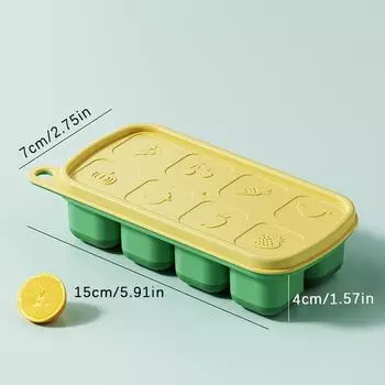 8 решеток лотки для кубиков льда многоразовые силиконовые формы для кубиков льда фруктовый ледогенератор со съемными крышками кухонные инструменты морозильная камера летняя форма жёлтый