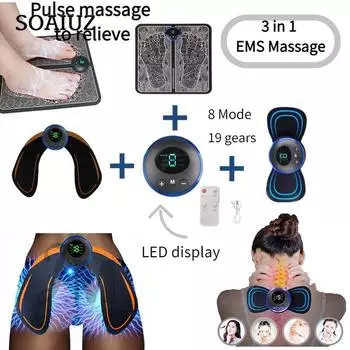 8 режимов, 19 передач, электрический импульсный массажер для шеи, массажер для ног, EMS, стимулятор мышц, шейный массаж, физиотерапевтический инструмент, облегчение боли в мышцах