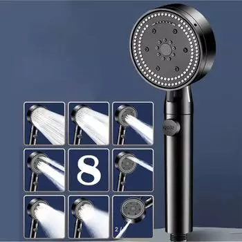 8 режимов насадки для душа, экономия воды, регулируемый душ высокого давления, одна кнопка, стоп, водный массаж, эко-душ, аксессуары для ванной комнаты