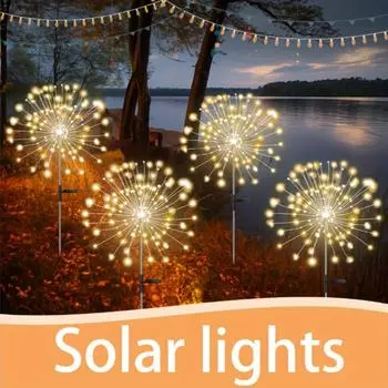 8 режимов освещения для уличных светодиодных фонарей на солнечных батареях, декоративные огни для просмотра фестивалей на солнечных батареях, двор 60 LEDs теплый белый