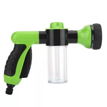 8 режимов регулируемого распыления воды, ручной полив под высоким давлением, мытье стекол автомобиля, чистящий инструмент для двора, сада и растений зелёный