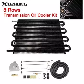 8 Rows Transmission Oil Cooler Kit, 8 Pass Tube Aluminium and Fin Oil Cooler Kit Radiator with Hose Mounting Kit чёрный