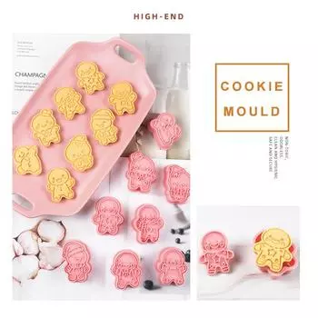 8 рождественских формочек для печенья, 3D рельефные штампы для пряничного печенья, набор формочек для печенья, подходящий для украшения глазурью