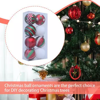 8 Рождественских шаров 6 см Ёлочные шары для праздничных собраний и юбилеев Red Green