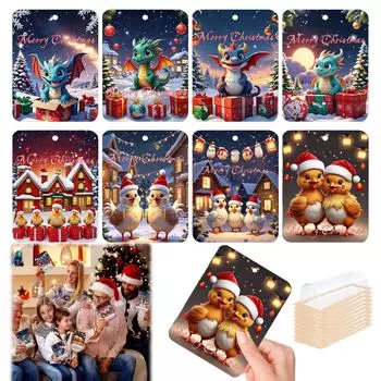 8 рождественских зажимов для денег: для карт, чеков, забавные зажимы для помады, зажимы для подарочных карт, уникальные с пластиковым куполом и двухсторонним клеем One Size