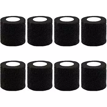 8 рулонов эластичного бинта, самоклеящаяся повязка, эластичная клейкая повязка, медицинская и ветеринарная повязка (Черный, 5 см х 4,5 м) 20x20x3cm