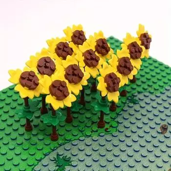 8 Set DIY Sunflower Field Building Blocks, Mixed Color ABS Material, Creative Garden MOC Flower Farm Scene Construction Kit, Children Diy Bricks Toy Sunflower-8pcs