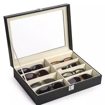 8 сетчатый футляр для очков шкатулка для украшений прозрачный стеклянный футляр для очков витрина замок шкатулка для хранения ювелирных изделий