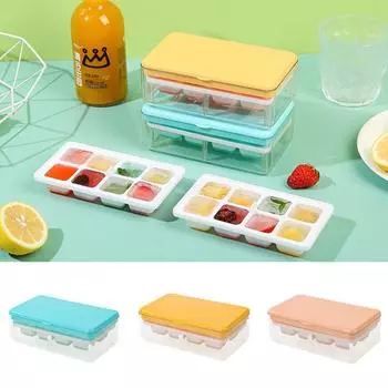 8 сеток пресс силиконовый лоток для льда форма с крышкой лопатка ящик для хранения извлекается одним щелчком льдогенератор DIY виски коктейль инструменты