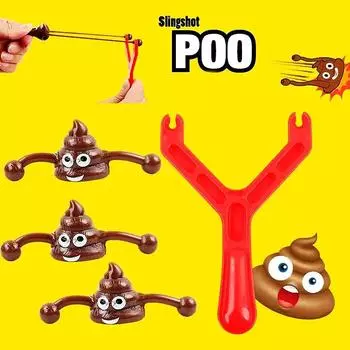 8 sets of Creative catapult poop bomb fun shooting poop funny toy bow Children s Day Carnival party gifts