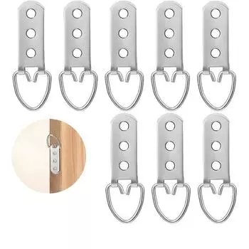 8 комплектов прочных мольбертных рам с D-образным кольцом без комплекта для подвески на винтах, настенная рама из нержавеющей стали с 3 отверстиями, для подвешивания часов с картиной в рамке 8pcs