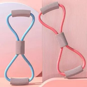 8 Shape Yoga Pilateselastic Band Chest Expander Pull Rope Band Тренировочное оборудование розовый/зелёный