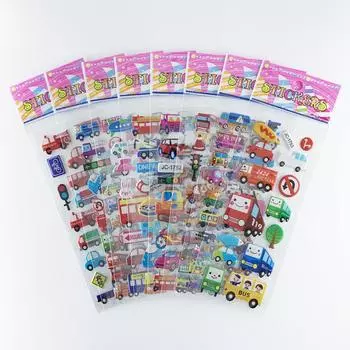 8 Sheets/Set Traffic Car Stickers For Kids Boys 3D Puffy Bubble Scrapbook Cartoon Stickers Laptop Notebook DIY Toys