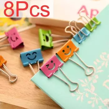 8 шт 19 мм улыбка металлические зажимы для документов для домашнего офиса школьный файл органайзер для бумаги