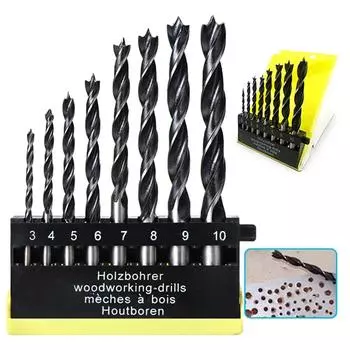 8 шт. 3-10 мм трехточечные сверла по дереву, постоянное напряжение, сверло для электрического сверла, сверлильный инструмент, набор из пластиковой коробки