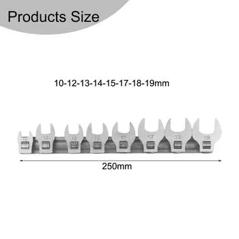 8 шт. 3/8-дюймовый приводной гаечный ключ Crowfoot 10–19 мм метрический гаечный ключ с открытым зевом регулируемый гаечный ключ с открытым зевом ручные инструменты серебряный