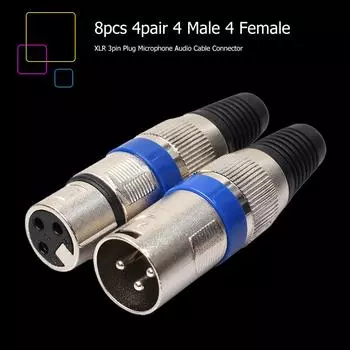 8 шт. 4 шт. 4 шт. XLR 3-контактный разъем для микрофона DIY, аудио аксессуары