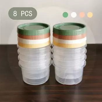 8 шт. 500 мл круглая коробка для хранения свежих продуктов, кухонный контейнер для хранения холодильника, герметичная банка для фруктов, закусок, микроволновое отопление CHINA