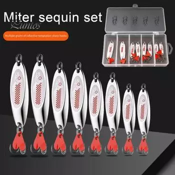 8 шт., 7/10/14/18 г, приманка для рыболовной ложки с острым крючком, щука, окунь, краппи, судак, металлический спиннер с блестками, отсадка, приманка, приманка для морской пресноводной рыбалки Sets