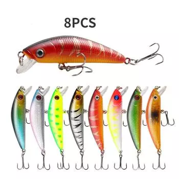 8 шт., 7,2 см/7,5 г, три якорных крючка, имитация звука, бисер, наживка для рыбы, твердая наживка с блестками 8pcs