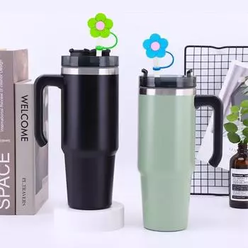 8 шт., 8-10 мм, соломенный чехол с цветком, пищевой силикон, многоразовый, пыленепроницаемый, милый, универсальный, мини-соломенный наконечник, пробка, Топпер, защита, кухонные принадлежности 8pcs