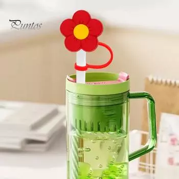 8 шт., 8-10 мм, соломенный чехол с цветком, пищевой силикон, многоразовый, пыленепроницаемый, милый, универсальный, мини-соломенный наконечник, пробка, Топпер, защита, кухонные принадлежности 8pcs