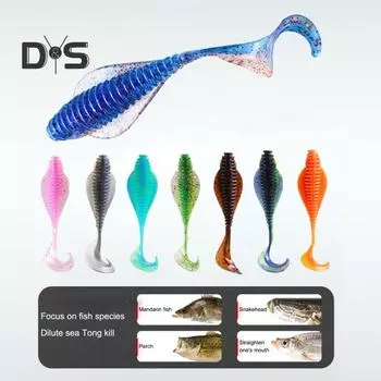 8 шт. 8 см/3,7 г мягкая приманка-червь с закрученным хвостом, цветная искусственная приманка для ловли соленой пресноводной рыбы, окуня, змееголова, форели, аксессуары для рыбалки Sets