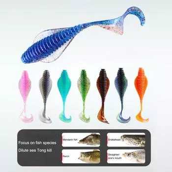 8 шт. 8 см/3,7 г мягкая приманка-червь с закрученным хвостом, цветная искусственная приманка для ловли соленой пресноводной рыбы, окуня, змееголова, форели, аксессуары для рыбалки Sets