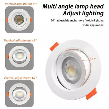 8 шт. 90° Регулируемый угол наклона светодиодных потолочных светильников AC 220V 110V переключатель с дисковым переключателем трехцветный диммируемый встроенный светильник для спальни дома AC100-240V